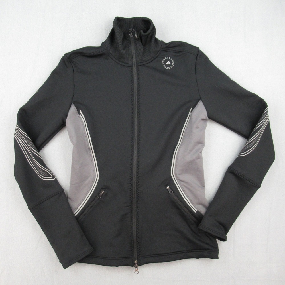 Adidas Stella McCartney Jacket Womens Medium Black Gray Full Zip FU0284 AF5002